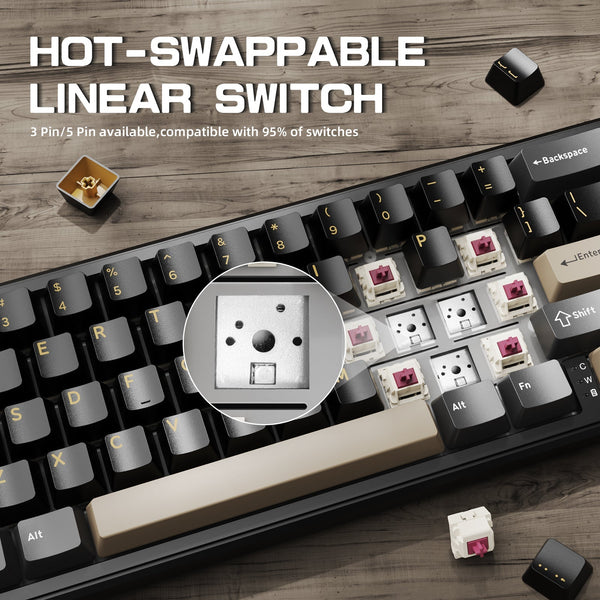 ATTACK SHARK X66 Wireless Mechanical Keyboard with 8K Coiled Cable - Bear Hugs