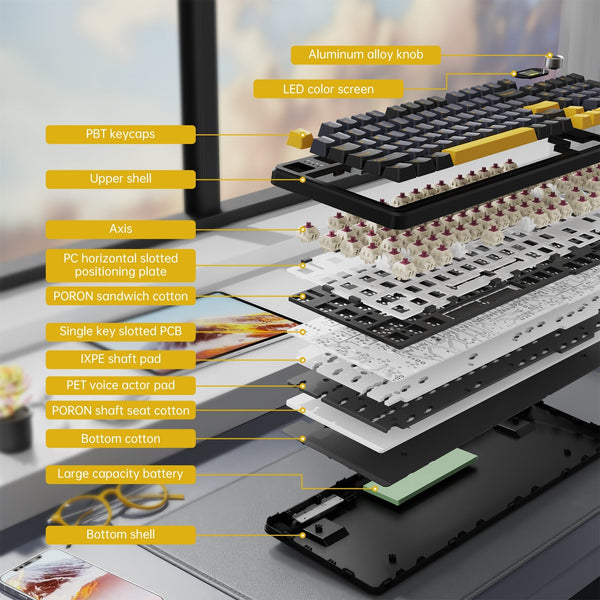 ATTACK SHARK X98PRO Wireless Gaming Keyboard - Bear Hugs