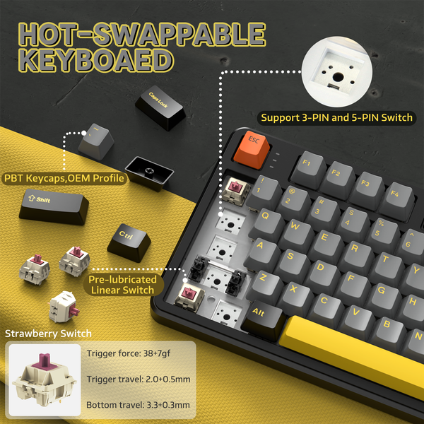 ATTACK SHARK X87 Tri-Mode Gasket Mechanical Keyboard