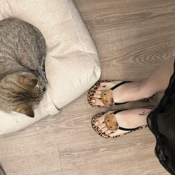 Hello Kitty Leopard Print Flip Flops