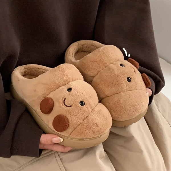 Croissant Cozies Plush Slip-on Slippers