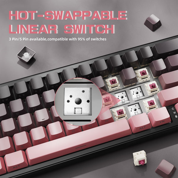 ATTACK SHARK X66 Wireless Mechanical Keyboard with 8K Coiled Cable - Bear Hugs