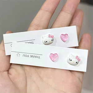 Hello Kitty Pink Heart Stud Earrings - Bear Hugs