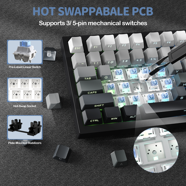ATTACK SHARK X820Ultra Tri-mode Gasket Mechanical Keyboard - Bear Hugs
