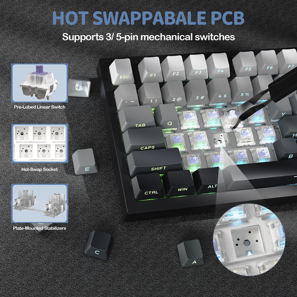 ATTACK SHARK X820Ultra Tri-mode Gasket Mechanical Keyboard - Bear Hugs