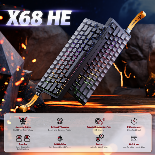 ATTACK SHARK X68 HE Rapid Trigger Keyboard Magnetic Switch - Bear Hugs