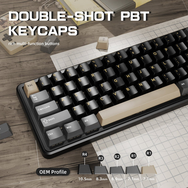 ATTACK SHARK X66 Wireless Mechanical Keyboard with 8K Coiled Cable - Bear Hugs