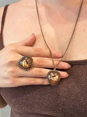 Hello Kitty Leopard Print Necklace & Ring Set - Bear Hugs