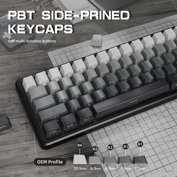 ATTACK SHARK X66 Wireless Mechanical Keyboard with 8K Coiled Cable - Bear Hugs