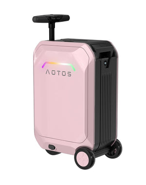 AOTOS 22 Inch Carry on luggage-hardside PC+ABS suitcase with rolling wheels, Built-in TSA Lock & USB Port, Durable Suitcase Travel Luggage for Women Men, Grey, small, Smart Ridable Luggage - Bear Hugs