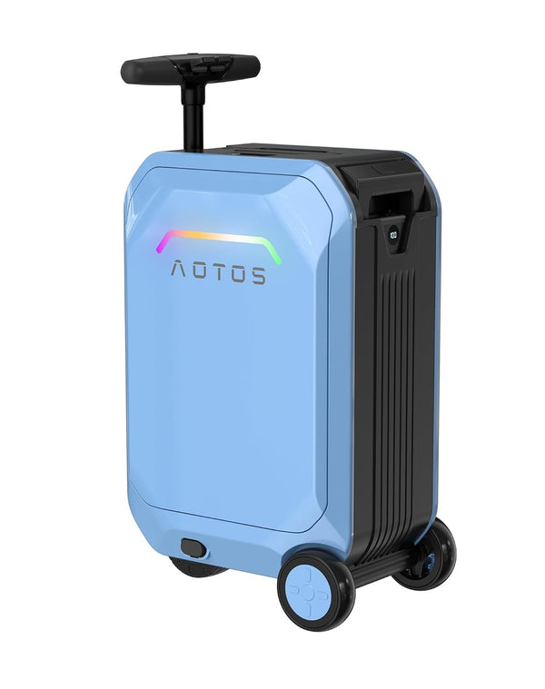 AOTOS 22 Inch Carry on luggage-hardside PC+ABS suitcase with rolling wheels, Built-in TSA Lock & USB Port, Durable Suitcase Travel Luggage for Women Men, Grey, small, Smart Ridable Luggage - Bear Hugs