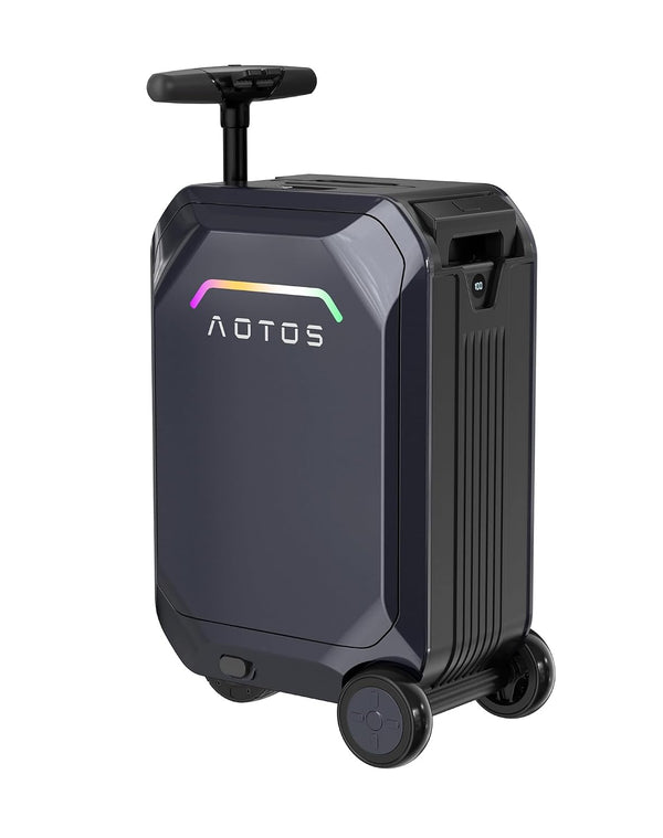 AOTOS 22 Inch Carry on luggage-hardside PC+ABS suitcase with rolling wheels, Built-in TSA Lock & USB Port, Durable Suitcase Travel Luggage for Women Men, Grey, small, Smart Ridable Luggage - Bear Hugs