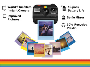 Polaroid Go Generation 2 Instant Film Mini Camera (Black) Bundled with Polaroid GO Color Film Double Pack, Hard Carrying Case, Lens Cleaning Cloth - Bear Hugs