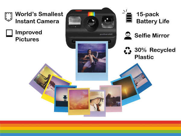 Polaroid Go Generation 2 Instant Film Mini Camera (Black) Bundled with Polaroid GO Color Film Double Pack, Hard Carrying Case, Lens Cleaning Cloth - Bear Hugs