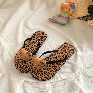 Hello Kitty Leopard Print Flip Flops