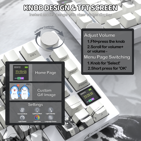 ATTACK SHARK X820Ultra Tri-mode Gasket Mechanical Keyboard - Bear Hugs