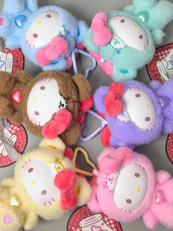 Hello Kitty Teddy Pajamas Plush Keychain - Bear Hugs