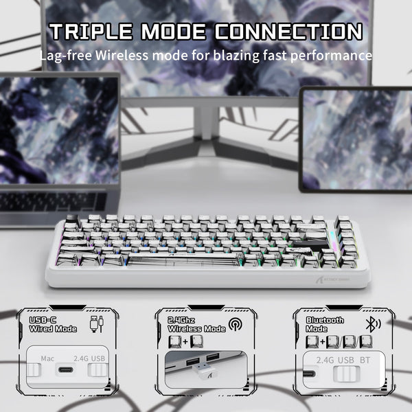 ATTACK SHARK X82PRO HE Wireless Rapid Trigger Gaming Keyboard Magnetic Switch - Bear Hugs