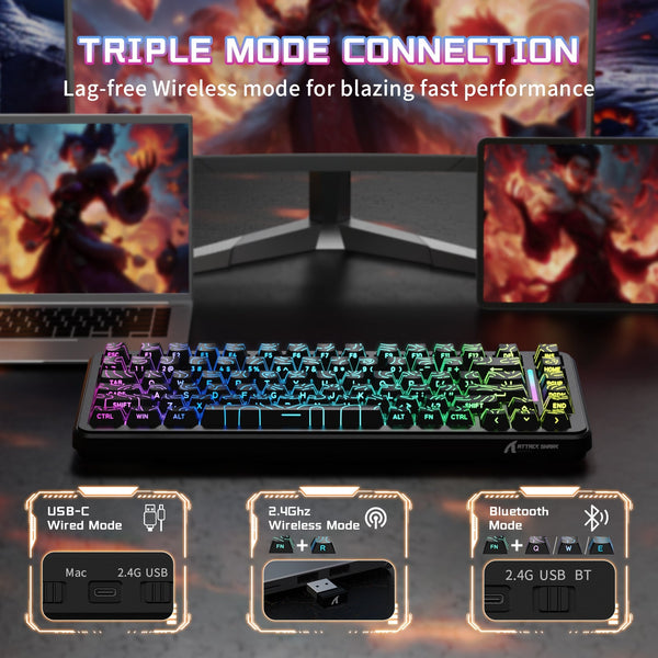 ATTACK SHARK X82PRO HE Wireless Rapid Trigger Gaming Keyboard Magnetic Switch - Bear Hugs