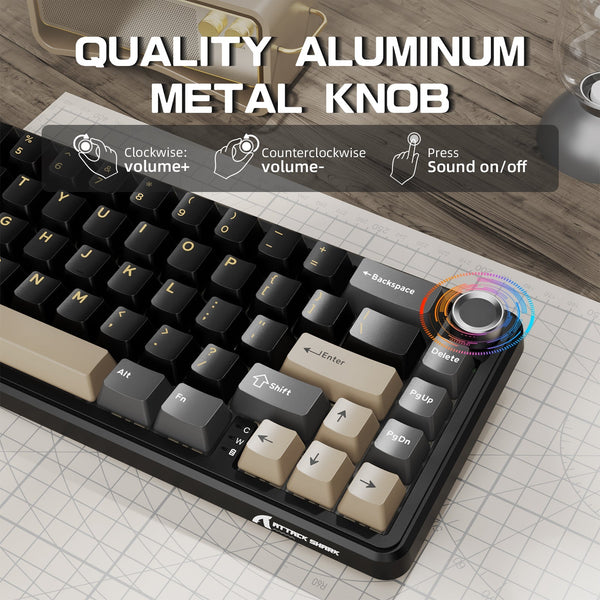 ATTACK SHARK X66 Wireless Mechanical Keyboard with 8K Coiled Cable - Bear Hugs