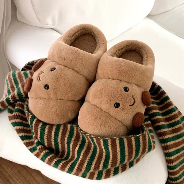 Croissant Cozies Plush Slip-on Slippers