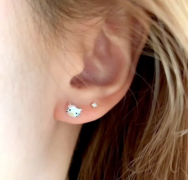 Silver HK Stud Earrings– Matte Finish - Bear Hugs