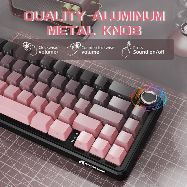 ATTACK SHARK X66 Wireless Mechanical Keyboard with 8K Coiled Cable - Bear Hugs