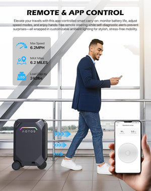 AOTOS 22 Inch Carry on luggage-hardside PC+ABS suitcase with rolling wheels, Built-in TSA Lock & USB Port, Durable Suitcase Travel Luggage for Women Men, Grey, small, Smart Ridable Luggage - Bear Hugs