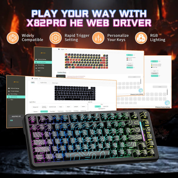 ATTACK SHARK X82PRO HE Wireless Rapid Trigger Gaming Keyboard Magnetic Switch - Bear Hugs