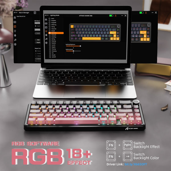 ATTACK SHARK X66 Wireless Mechanical Keyboard with 8K Coiled Cable - Bear Hugs