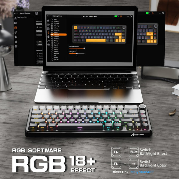 ATTACK SHARK X66 Wireless Mechanical Keyboard with 8K Coiled Cable - Bear Hugs