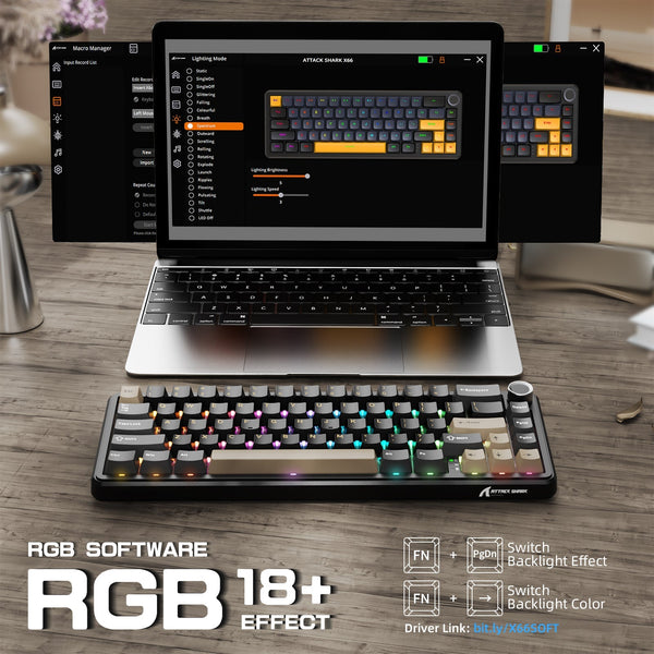 ATTACK SHARK X66 Wireless Mechanical Keyboard with 8K Coiled Cable - Bear Hugs