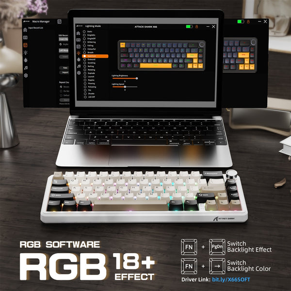 ATTACK SHARK X66 Wireless Mechanical Keyboard with 8K Coiled Cable - Bear Hugs