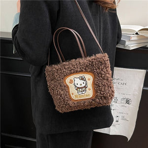 Hello Kitty 3-Way Fuzzy Leopard Print Tote Bag