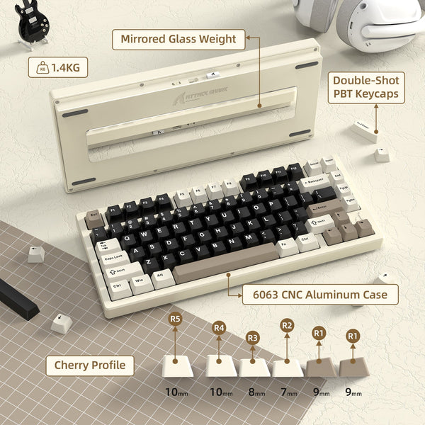 ATTACK SHARK X75 Full Aluminum Keyboard - Bear Hugs