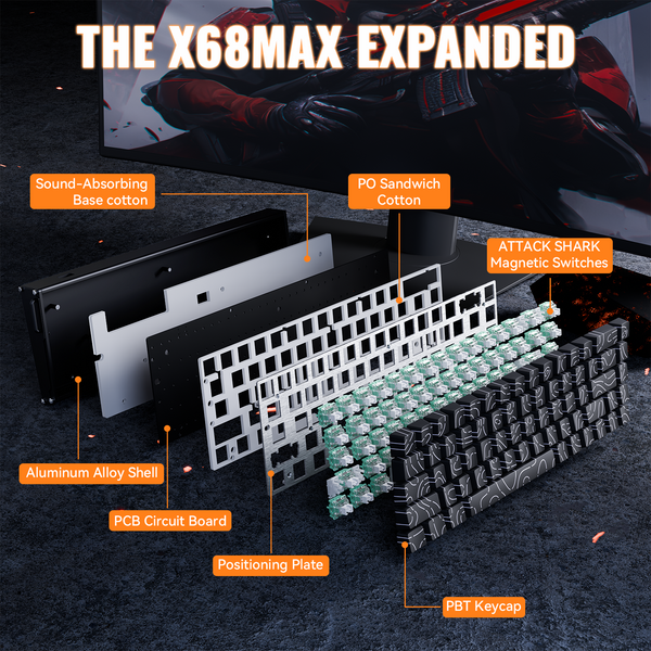 ATTACK SHARK X68 MAX HE Magnetic Aluminum Keyboard