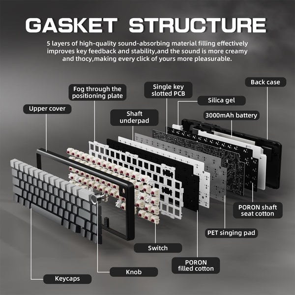 ATTACK SHARK X66 Wireless Mechanical Keyboard with 8K Coiled Cable - Bear Hugs