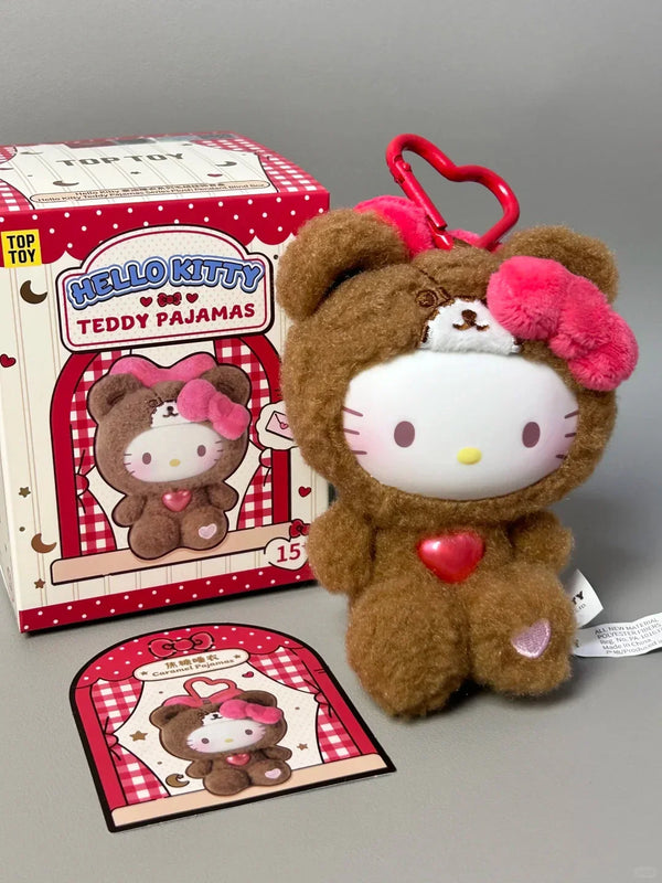 Hello Kitty Teddy Pajamas Plush Keychain - Bear Hugs