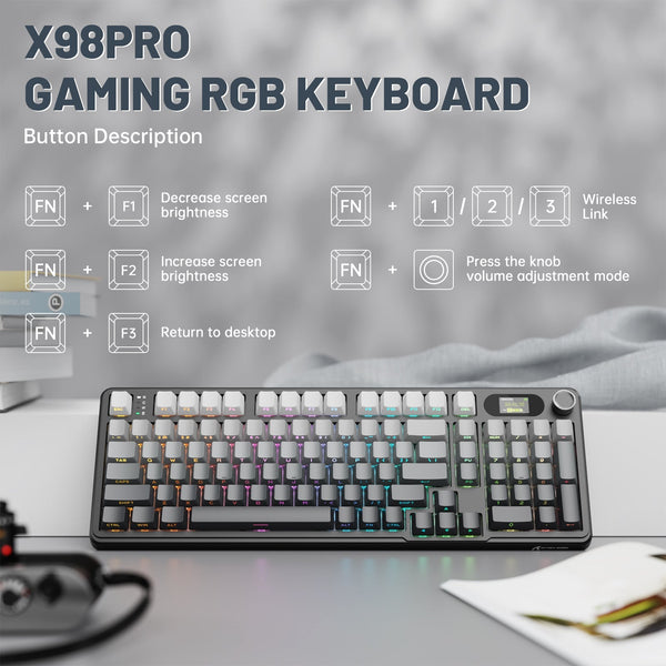 ATTACK SHARK X98PRO Wireless Gaming Keyboard - Bear Hugs