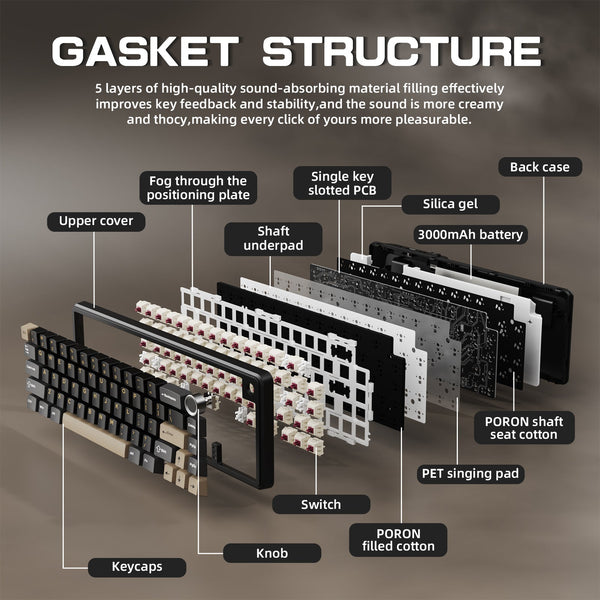 ATTACK SHARK X66 Wireless Mechanical Keyboard with 8K Coiled Cable - Bear Hugs