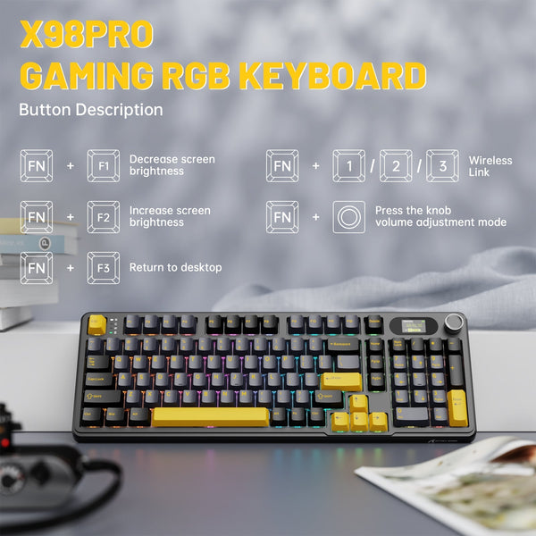 ATTACK SHARK X98PRO Wireless Gaming Keyboard - Bear Hugs