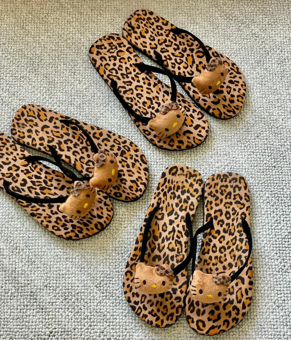 Hello Kitty Leopard Print Flip Flops