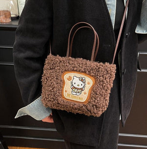 Hello Kitty 3-Way Fuzzy Leopard Print Tote Bag