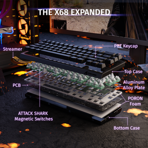 ATTACK SHARK X68 HE Rapid Trigger Keyboard Magnetic Switch - Bear Hugs