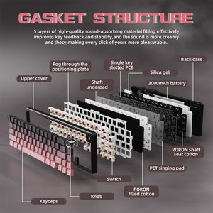 ATTACK SHARK X66 Wireless Mechanical Keyboard with 8K Coiled Cable - Bear Hugs