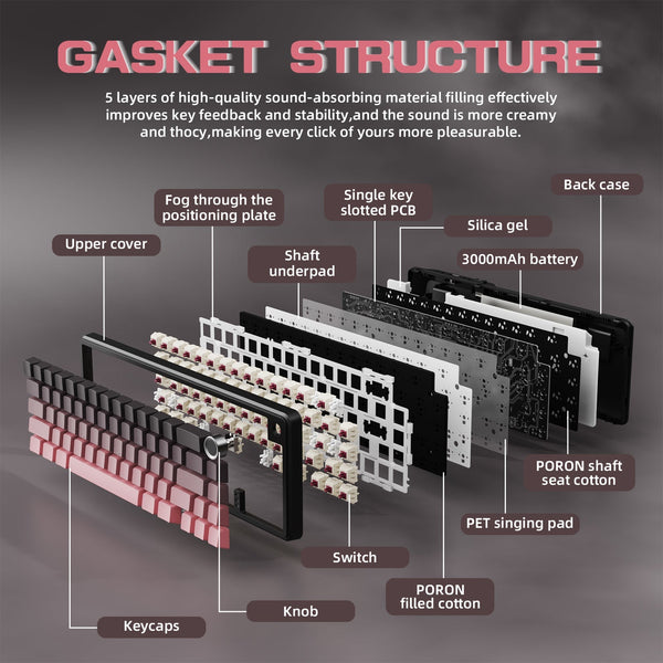 ATTACK SHARK X66 Wireless Mechanical Keyboard with 8K Coiled Cable - Bear Hugs