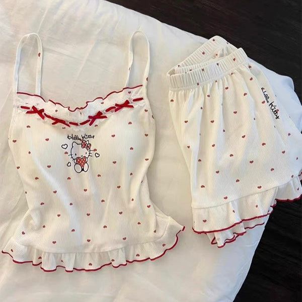 Kawaii Kitty Summer Pajamas Suits PN7088 - Bear Hugs
