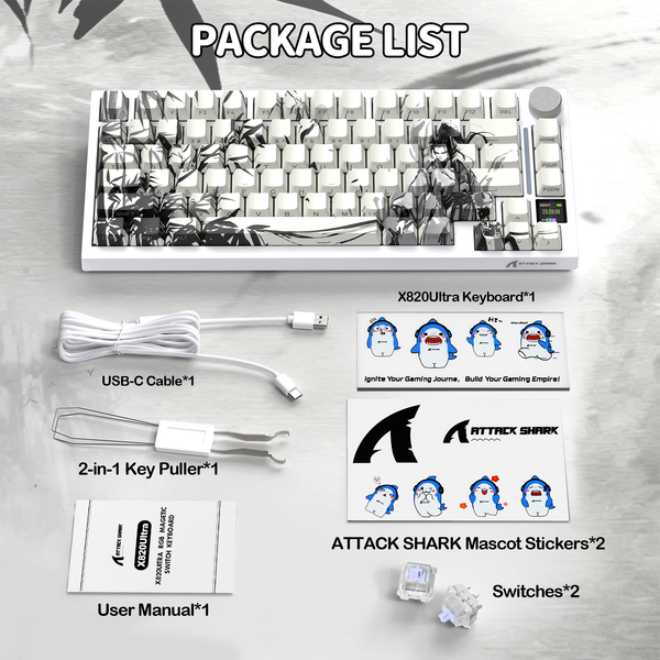 ATTACK SHARK X820Ultra Tri-mode Gasket Mechanical Keyboard - Bear Hugs