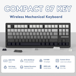ATTACK SHARK M87 Wireless Mechanical Keyboard - Bear Hugs