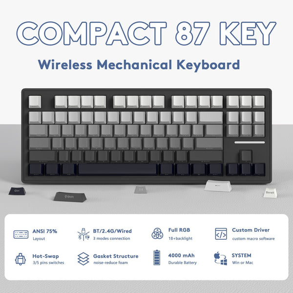 ATTACK SHARK M87 Wireless Mechanical Keyboard - Bear Hugs